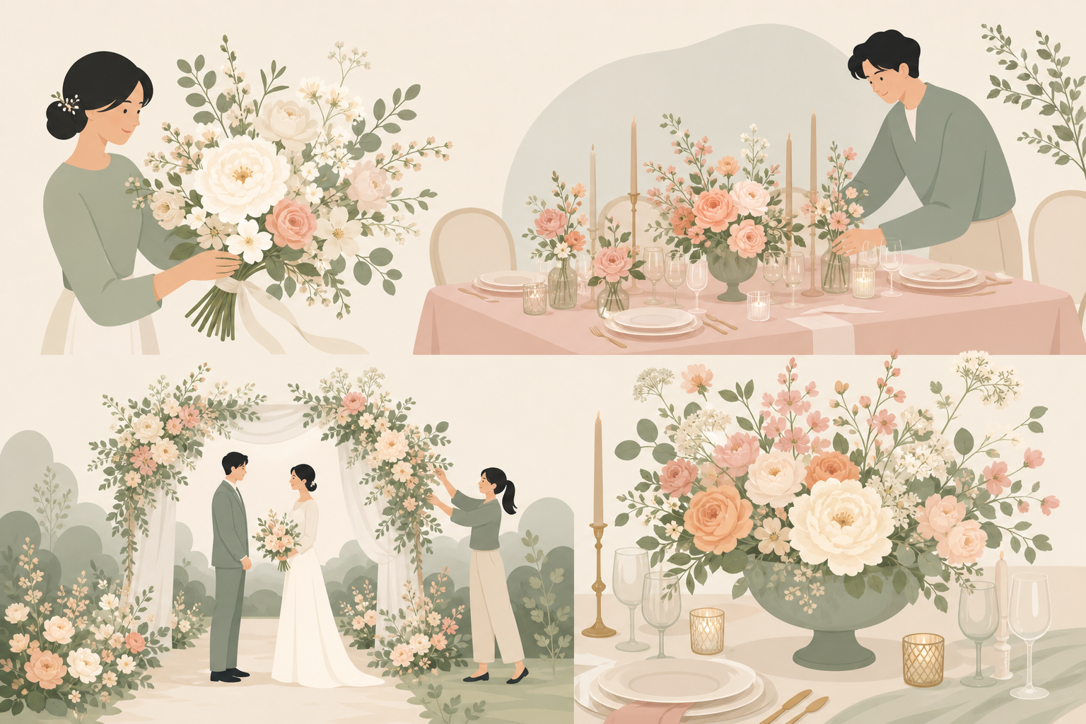 韓系法式婚禮花藝有哪些常見風格選項？